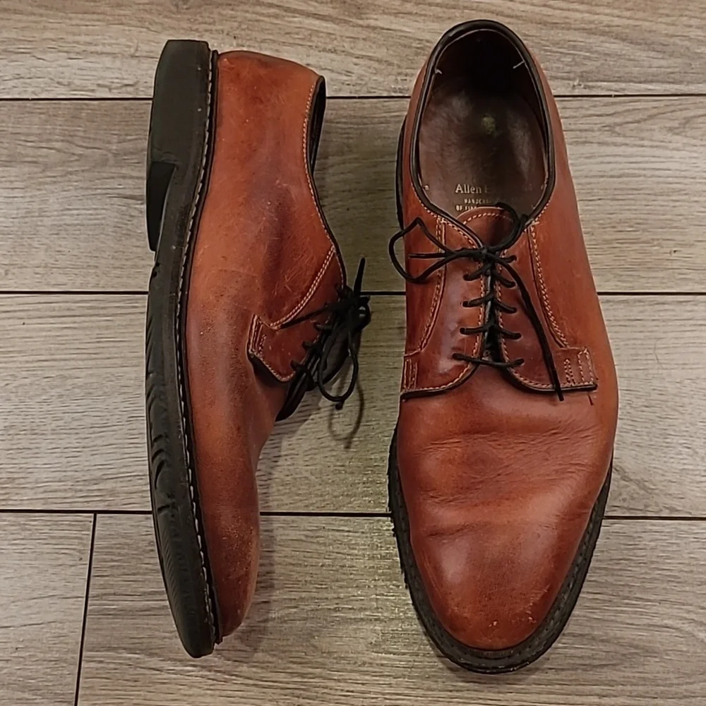 ALLEN EDMONDS Brown Leather Badlands Sz 8.5 D Oxford Casual Mens Shoes